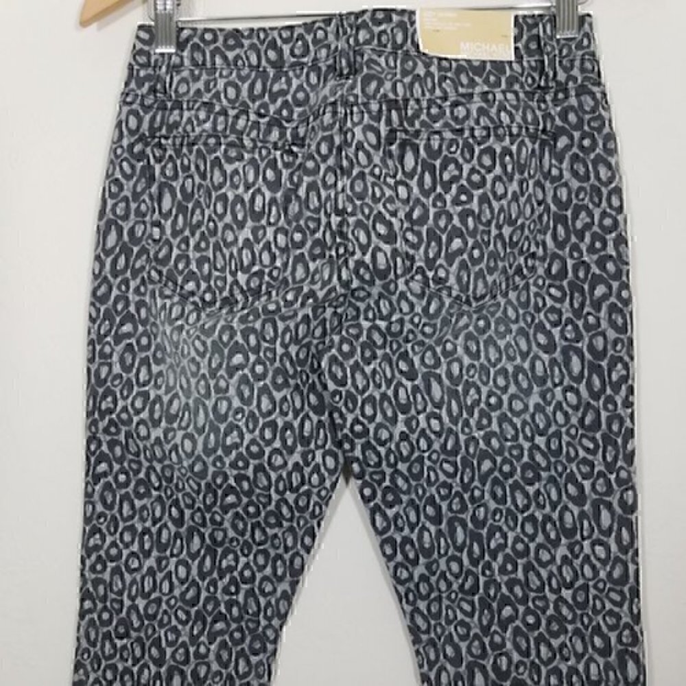 NWT Michael Kors Leopard Print Animal Print Izzy Skinny Mid Rise Size 0 - Picture 5 of 6